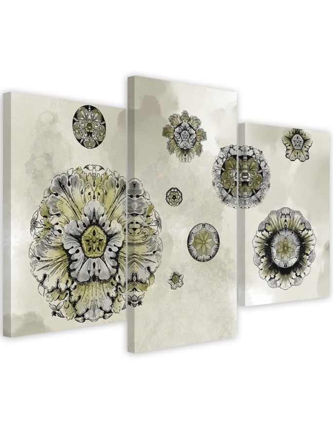 Canvas print triptych - Floral geometric shapes | FEEBY
