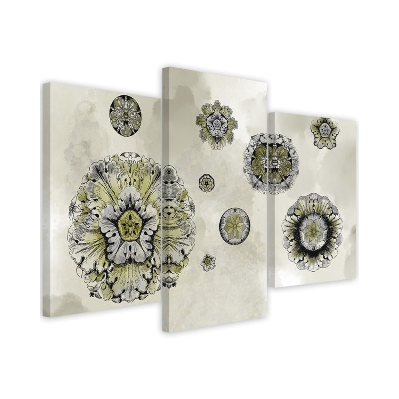 Canvas print triptych - Floral geometric shapes | FEEBY