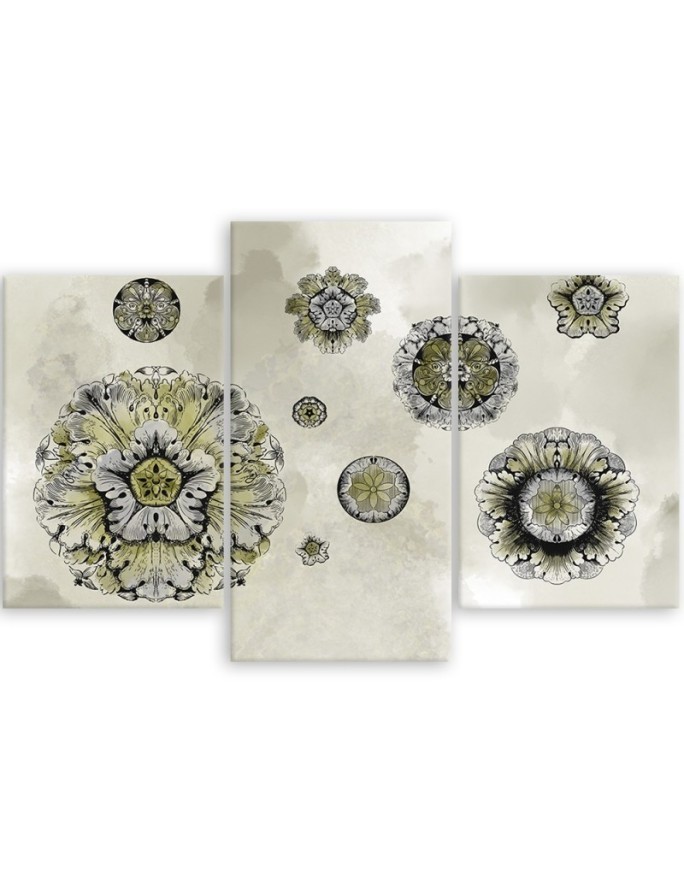 Canvas print triptych - Floral geometric shapes | FEEBY