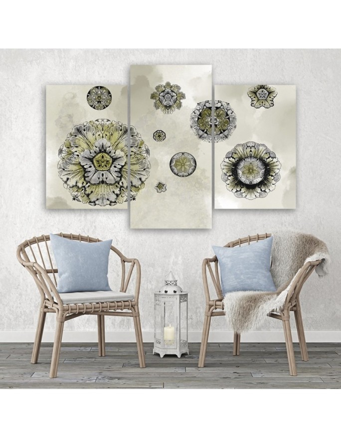 Canvas print triptych - Floral geometric shapes | FEEBY