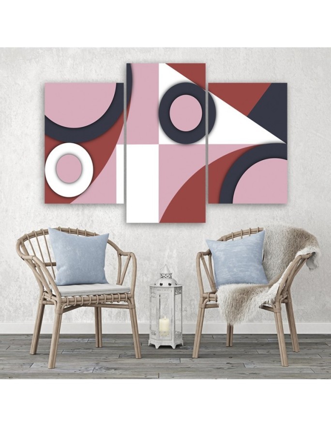 Canvas print for living room triptych - Geometric shapes abstract | FEEBY