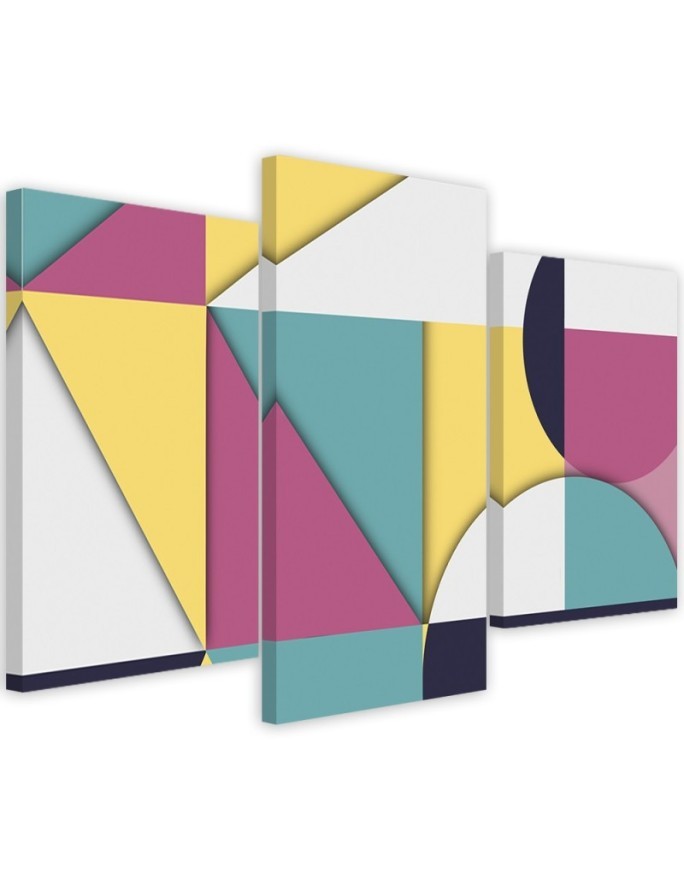 Modern Canvas painting 3 piece for living room - Geometric coloured shapes | FEEBY
