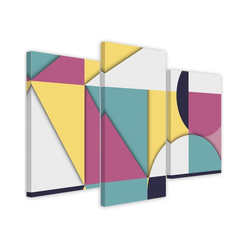 Modern Canvas painting 3 piece for living room - Geometric coloured shapes | FEEBY