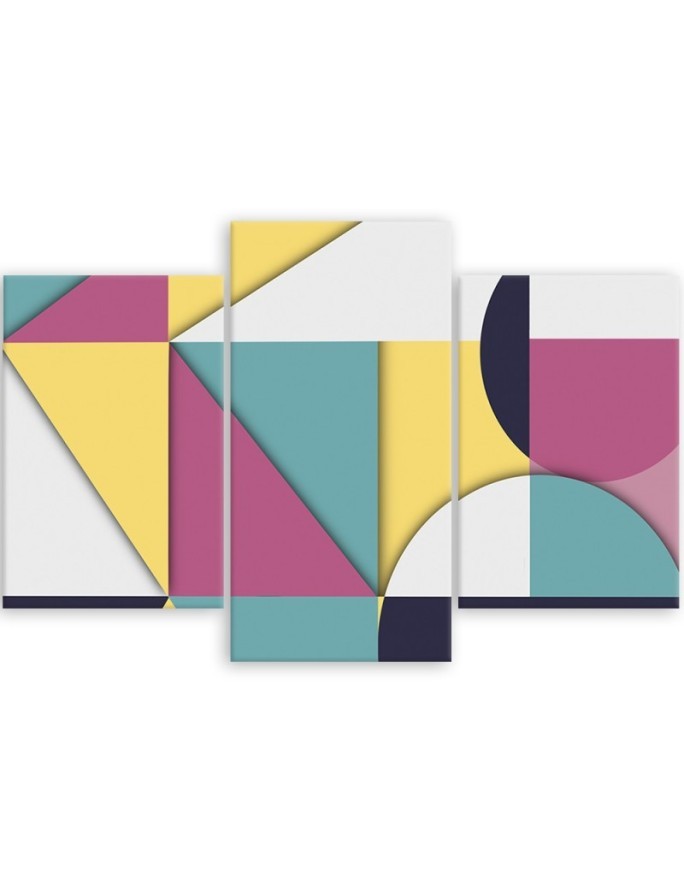 Modern Canvas painting 3 piece for living room - Geometric coloured shapes | FEEBY