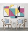 Modern Canvas painting 3 piece for living room - Geometric coloured shapes | FEEBY