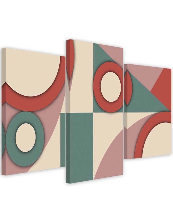 Triptych for living room - Geometric shapes abstract | FEEBY