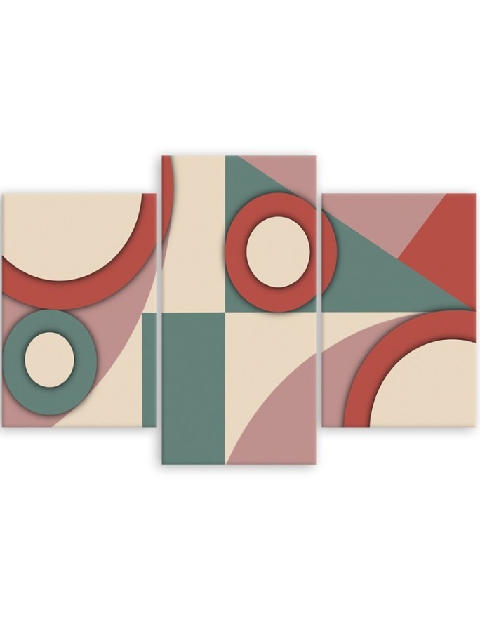 Triptych for living room - Geometric shapes abstract | FEEBY