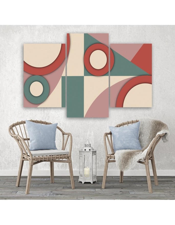 Triptych for living room - Geometric shapes abstract | FEEBY