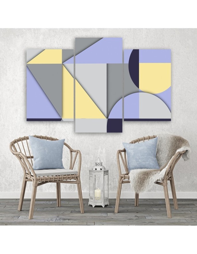 Stylish triptych paintings - Geometric shapes abstract | FEEBY