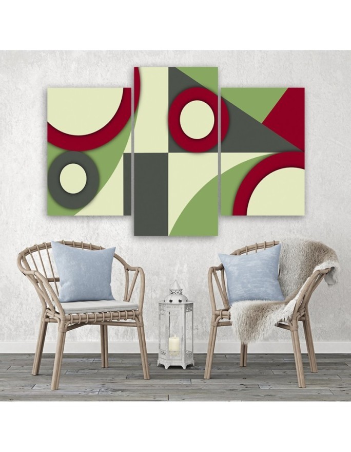 Canvas print for wall 3 parts - Geometric shapes abstract | FEEBY