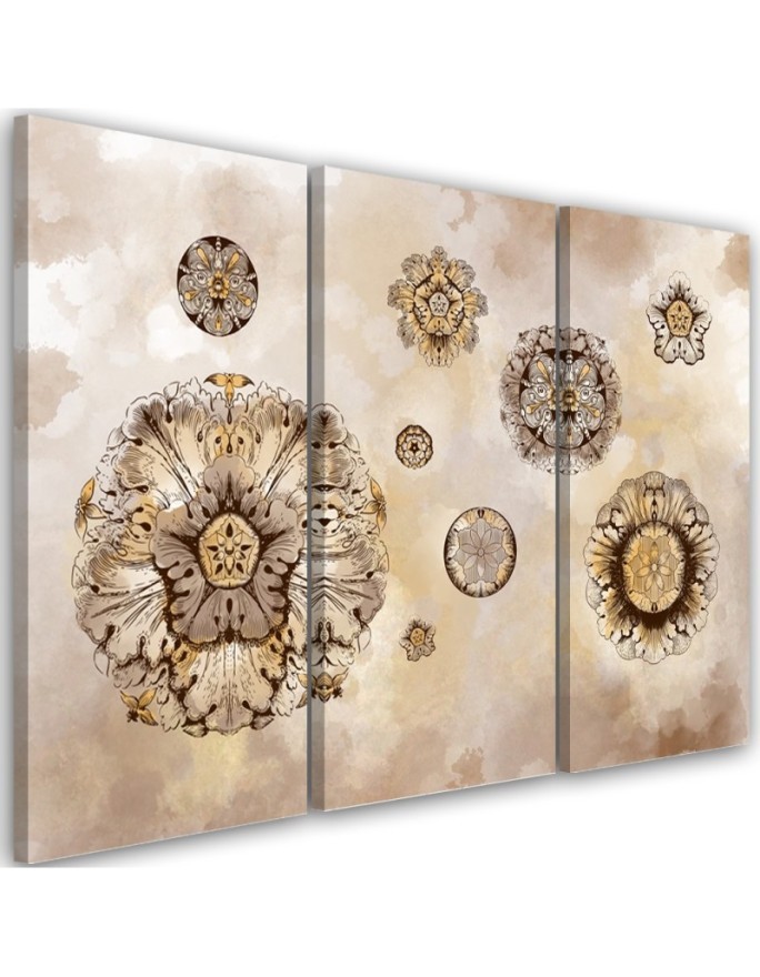 Canvas print triptych - Floral geometric shapes abstract | FEEBY
