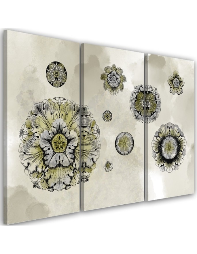 Triptych printed on canvas - Floral geometric shapes | FEEBY