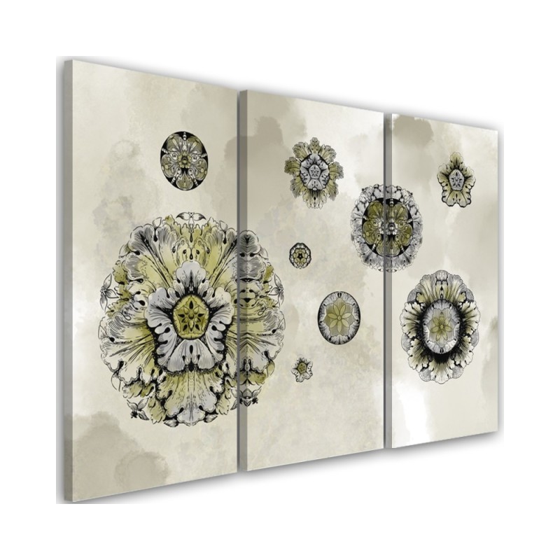 Triptych printed on canvas - Floral geometric shapes | FEEBY