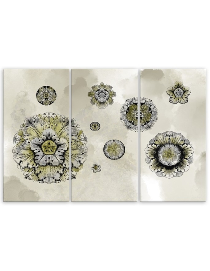 Triptych printed on canvas - Floral geometric shapes | FEEBY
