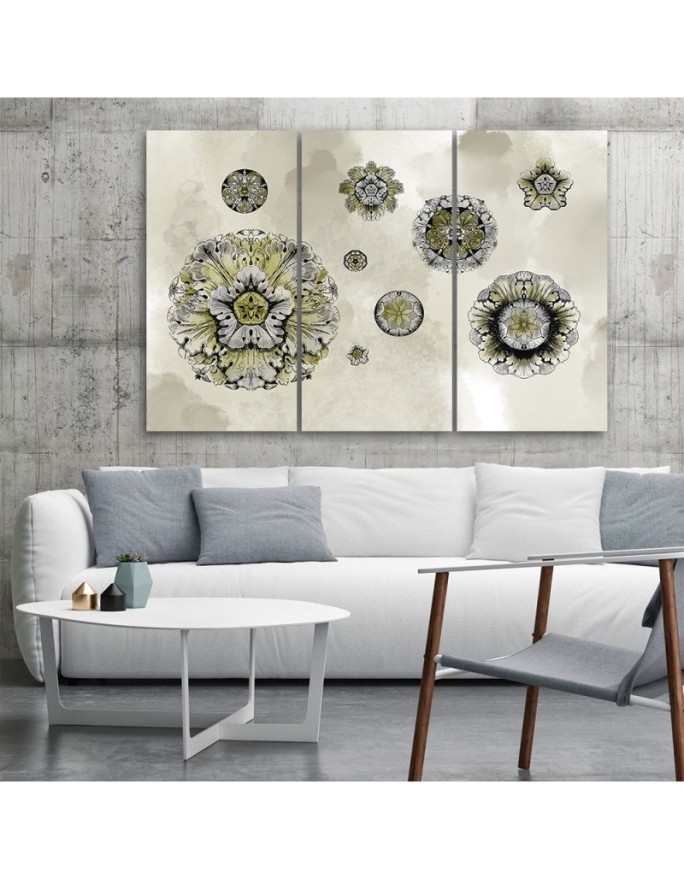Triptych printed on canvas - Floral geometric shapes | FEEBY