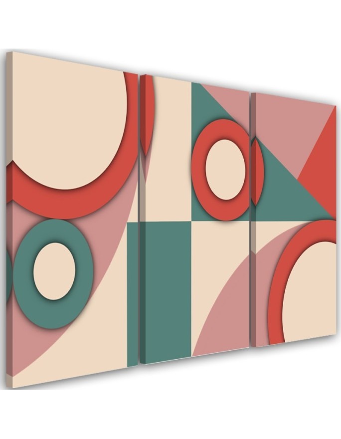 Triptych paintings for living room - Geometric shapes abstract | FEEBY