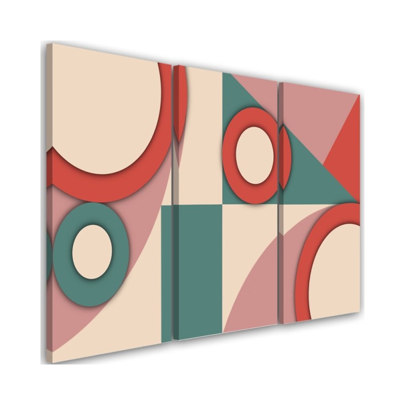 Triptych paintings for living room - Geometric shapes abstract | FEEBY