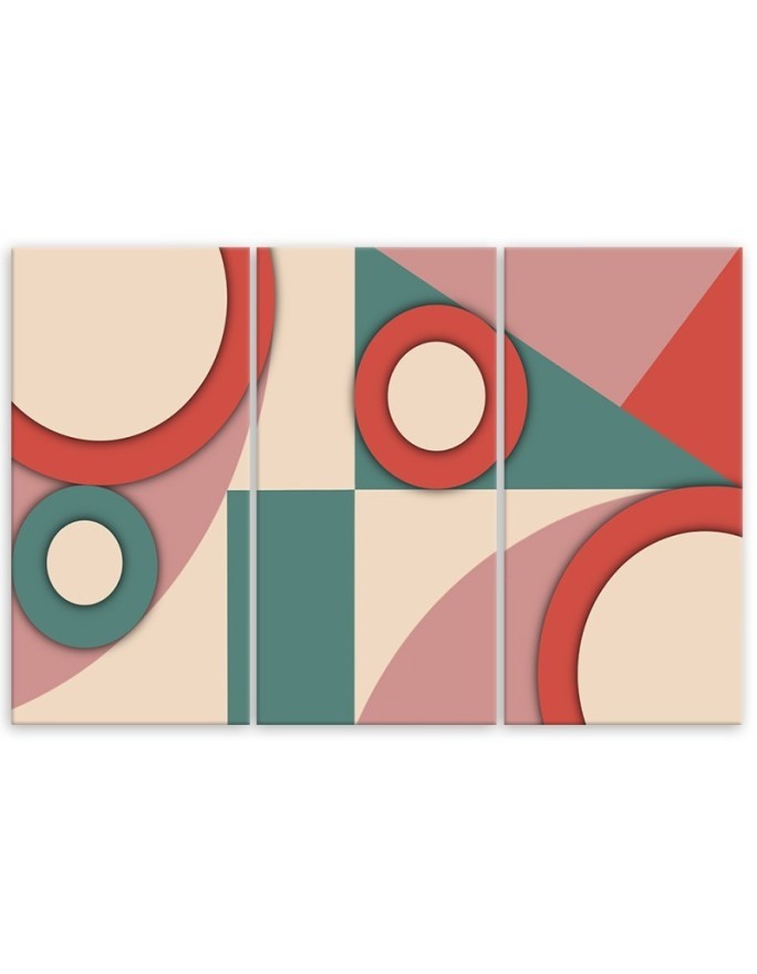 Triptych paintings for living room - Geometric shapes abstract | FEEBY