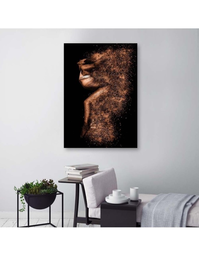 Canvas prints for modern bedroom - Beautiful woman in gold dust | FEEBY