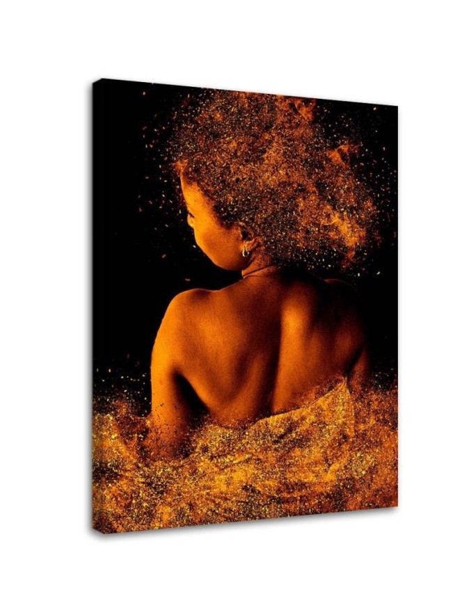 Stylish Canvas prints for the bedroom - Young woman in gold dust | FEEBY