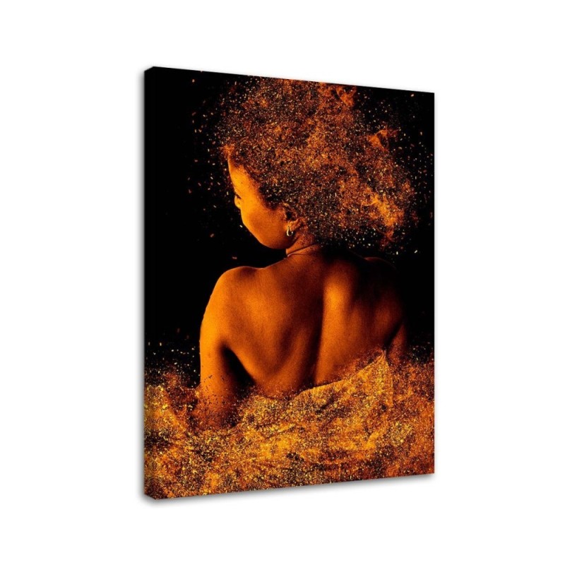 Stylish Canvas prints for the bedroom - Young woman in gold dust | FEEBY