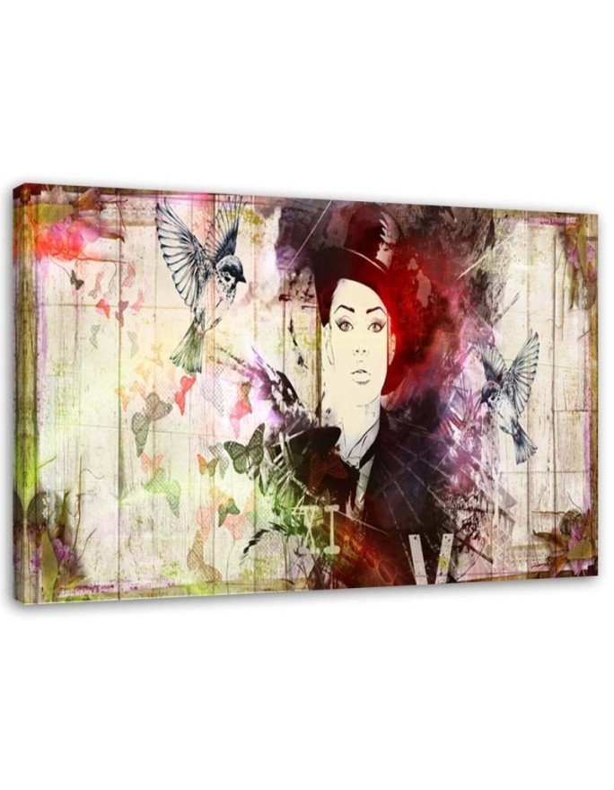 Canvas painting - Woman in a hat watercolour | FEEBY