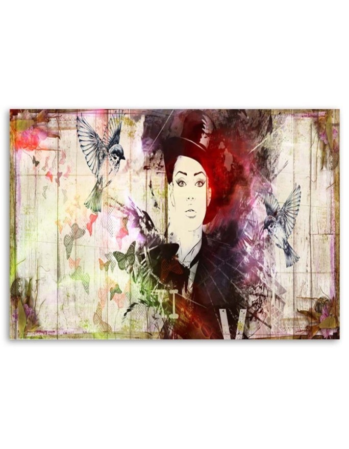 Canvas painting - Woman in a hat watercolour | FEEBY