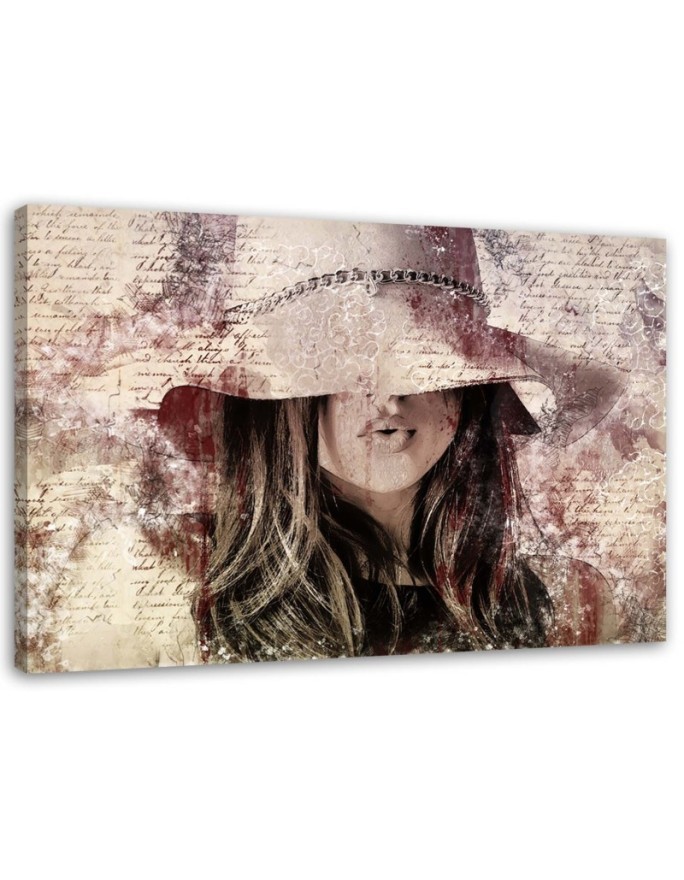 Bedroom Canvas painting - Beautiful woman in vintage hat | FEEBY