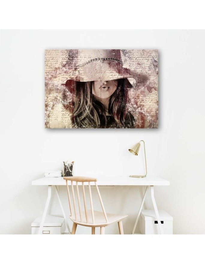 Bedroom Canvas painting - Beautiful woman in vintage hat | FEEBY