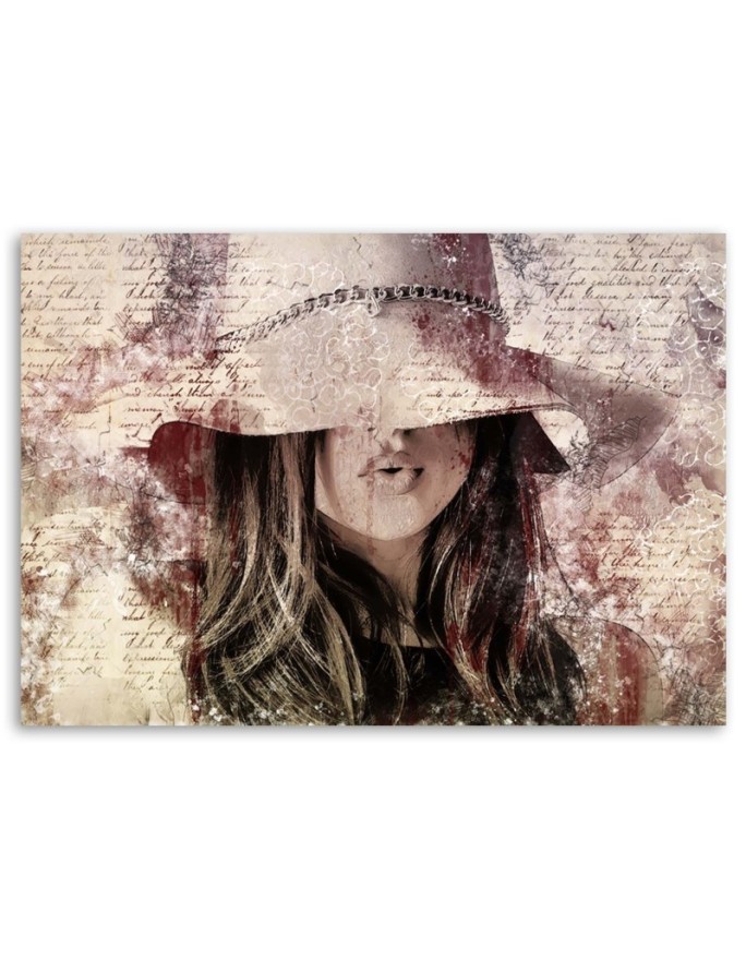 Bedroom Canvas painting - Beautiful woman in vintage hat | FEEBY