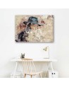 Bedroom Canvas painting modern - Woman in blue retro hat | FEEBY