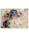 Bedroom Canvas painting modern - Woman in blue retro hat | FEEBY
