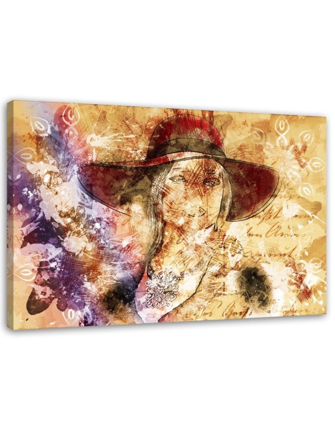 Canvas print Woman with red...