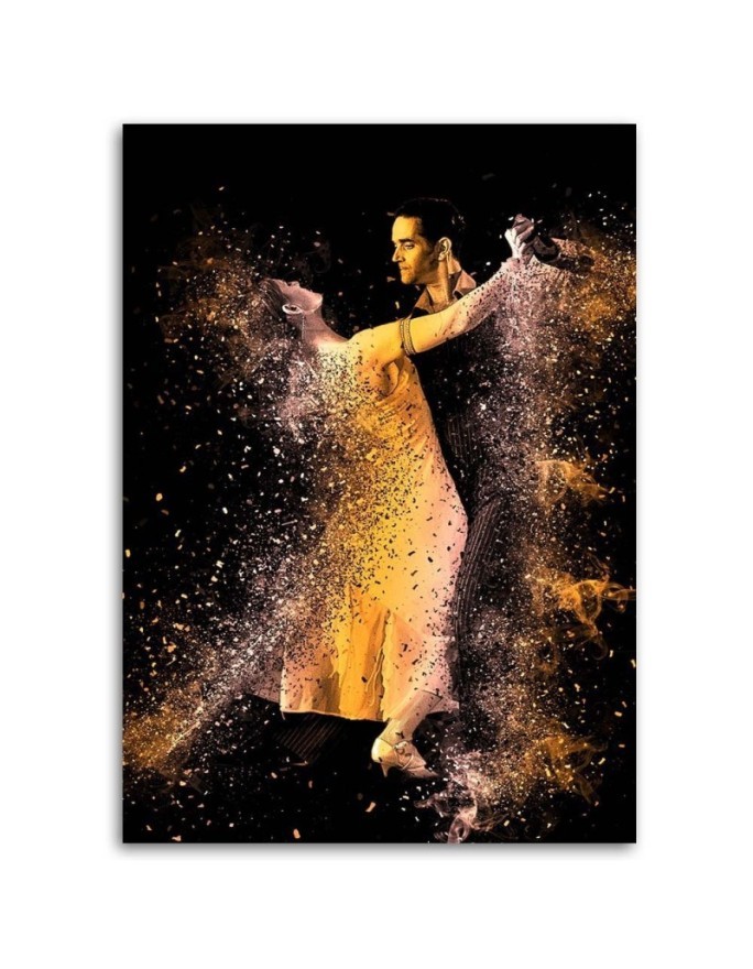 Modern paintings for bedroom - Couple dancing in gold dust | FEEBY