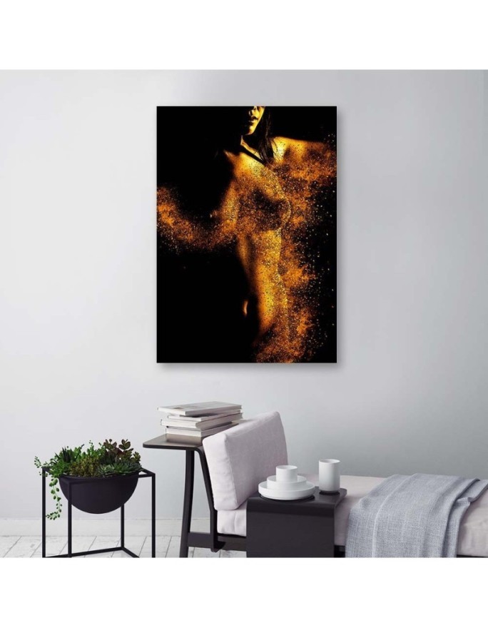 Canvas painting for bedroom - Sexy woman in gold dust | FEEBY