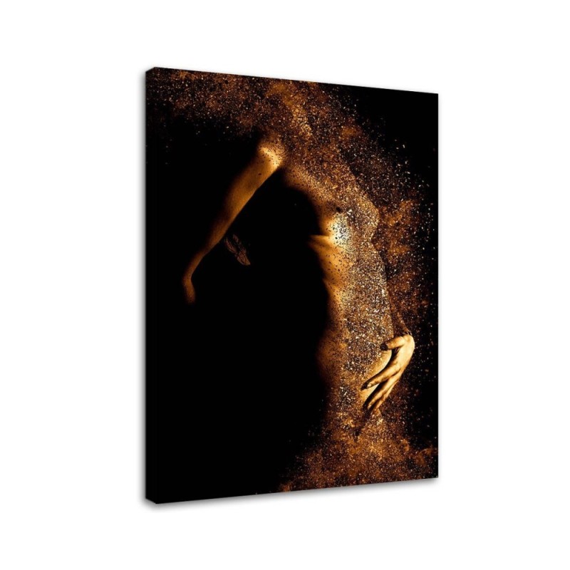 Stylish Canvas paintings for the bedroom - Female nude in gold dust | FEEBY