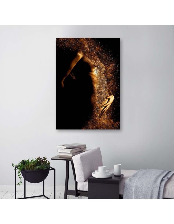 Stylish Canvas paintings for the bedroom - Female nude in gold dust | FEEBY