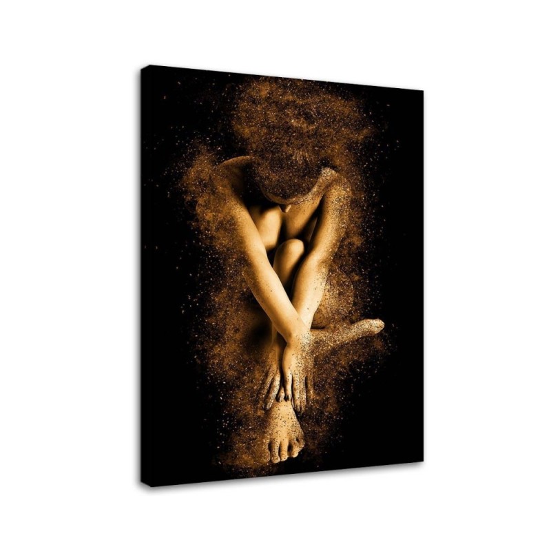 Fashionable Canvas paintings - Nude female body in gold dust for bedroom | FEEBY