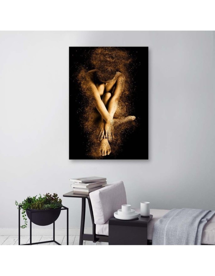 Fashionable Canvas paintings - Nude female body in gold dust for bedroom | FEEBY