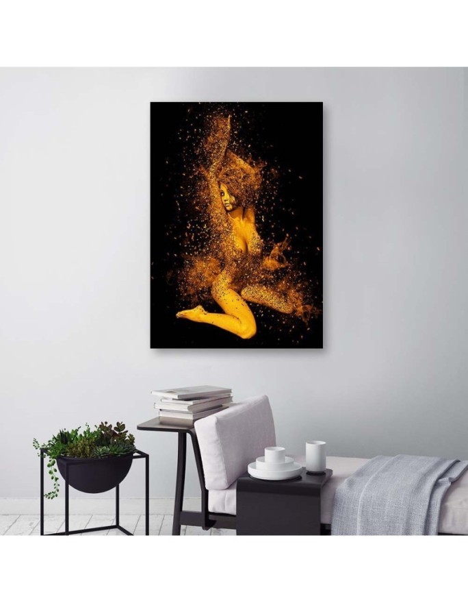 Wall art painting for bedroom - Naked woman in gold dust | FEEBY