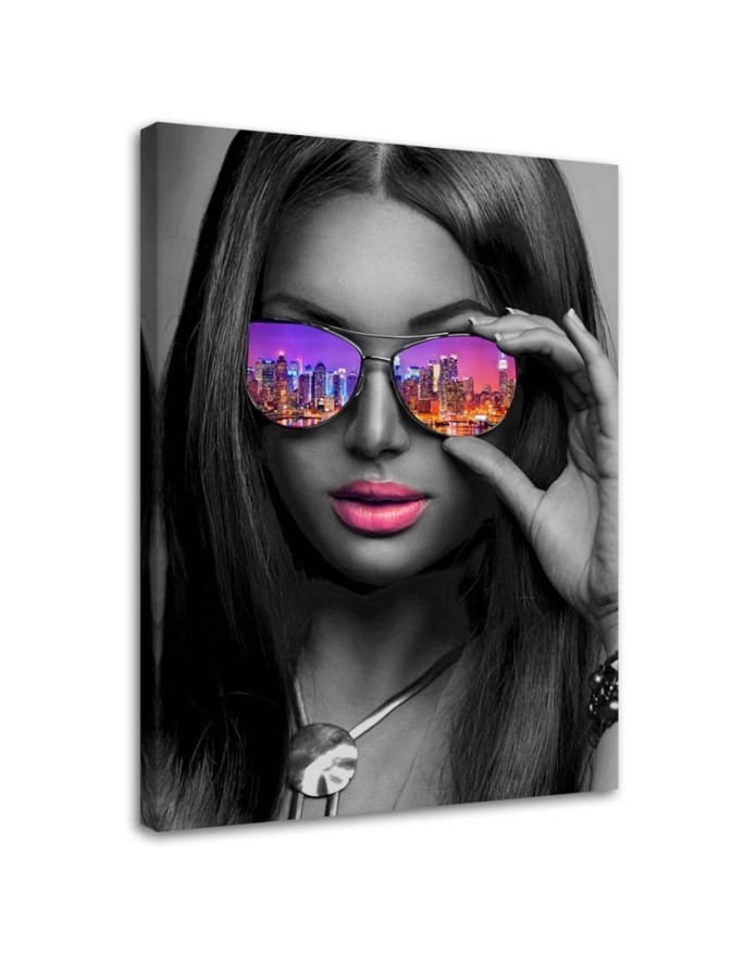 Canvas print - Pop Art Girl with glasses New York. Buy now| | FEEBY