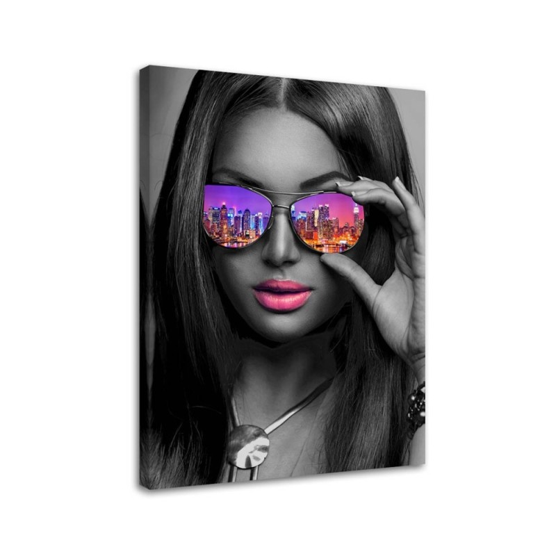 Canvas print - Pop Art Girl with glasses New York. Buy now| | FEEBY