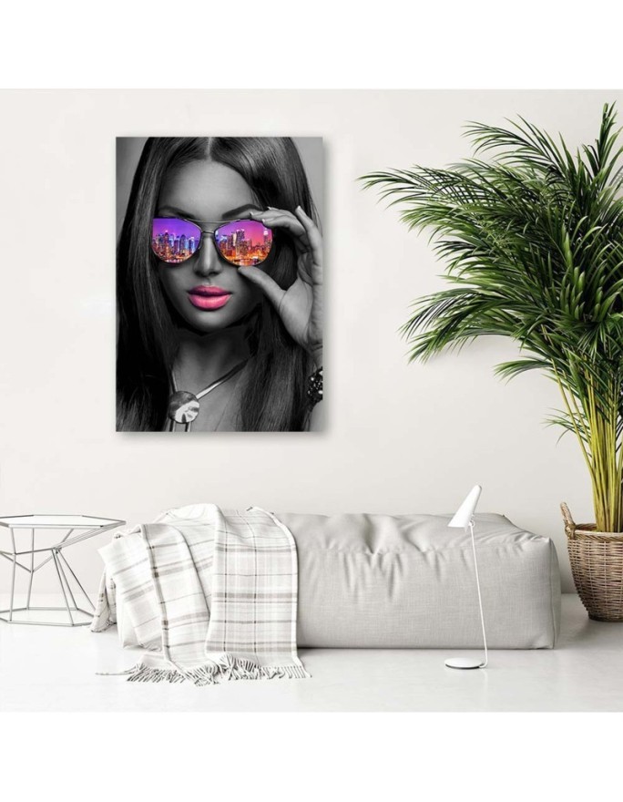 Canvas print - Pop Art Girl with glasses New York. Buy now| | FEEBY