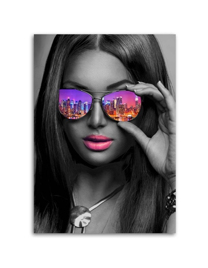 Canvas print - Pop Art Girl with glasses New York. Buy now| | FEEBY