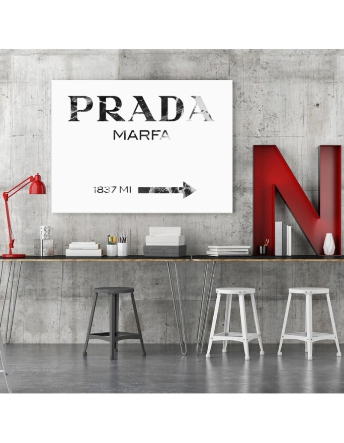 Glamour canvas painting - Prada Marfa Black and White | FEEBY