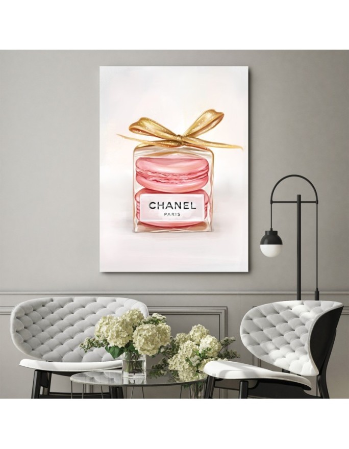 Canvas prints for bedroom glamour - Perfume bottle with macarons | FEEBY