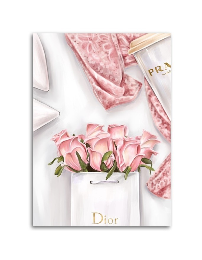 Glamour wall art  Canvas prints - Roses in a Dior bag | FEEBY