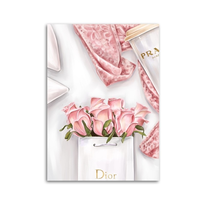 Glamour wall art  Canvas prints - Roses in a Dior bag | FEEBY
