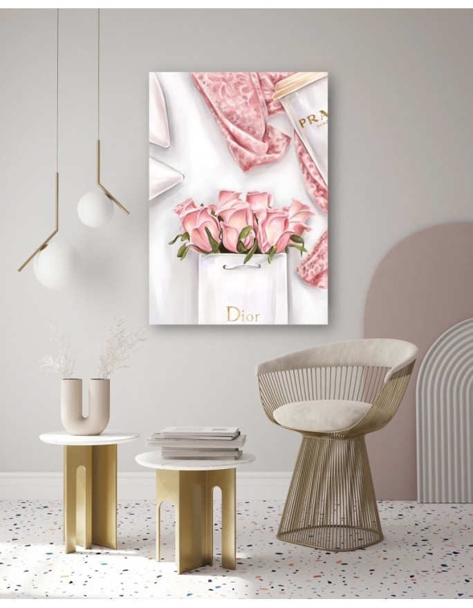Glamour wall art  Canvas prints - Roses in a Dior bag | FEEBY