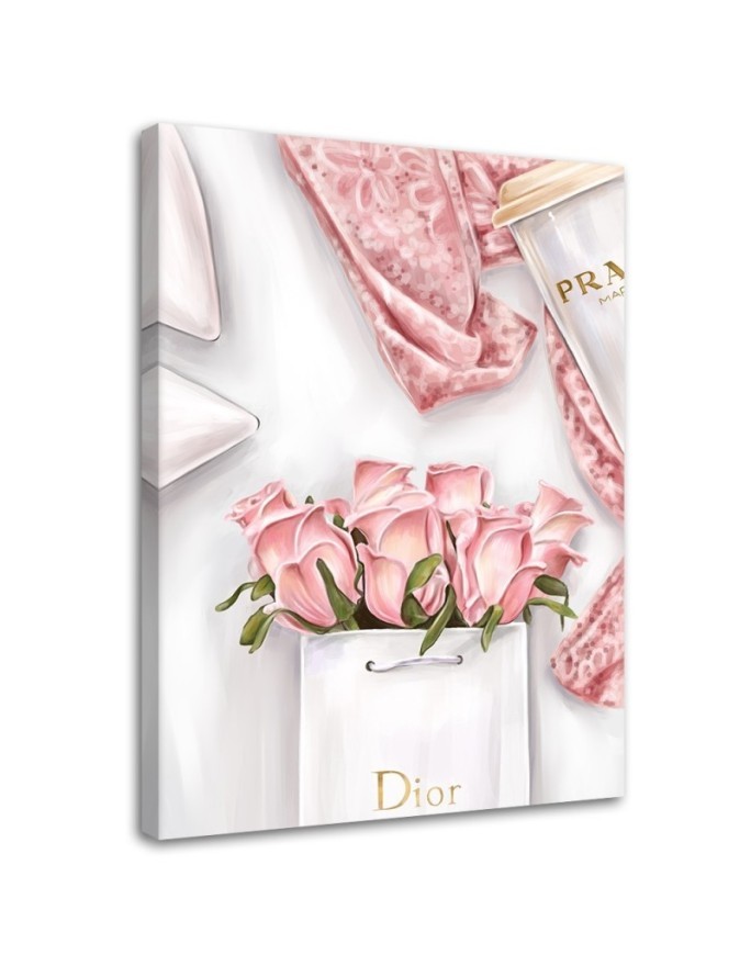 Glamour wall art  Canvas prints - Roses in a Dior bag | FEEBY